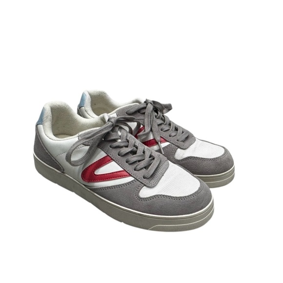 Tretorn Shoes - Women’s Tretorn Stadium White, Red and Gray Lace Up Leather Sneakers: Size 9.5M